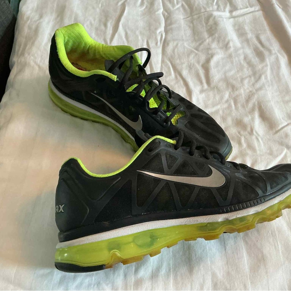 Nike Black and Neon Yellow Air Max Shoes